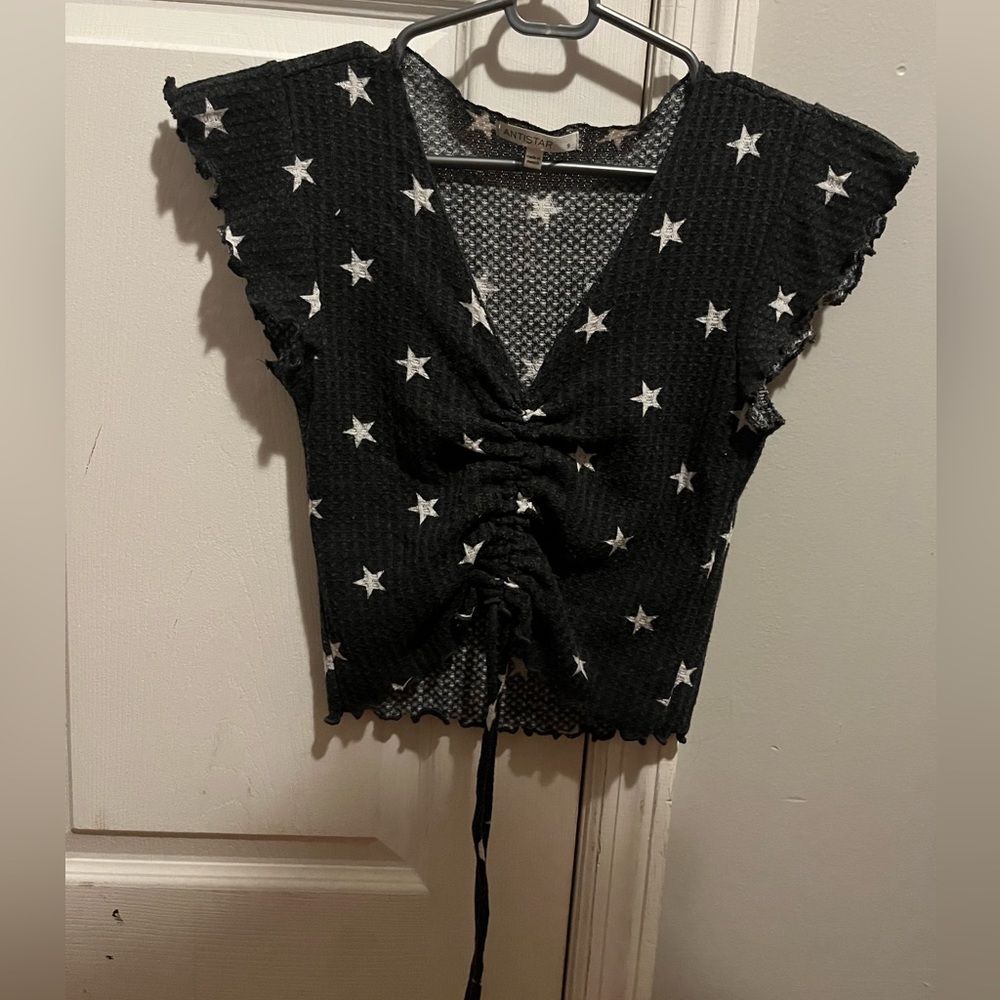 grey crop top with white stars - small - antistar